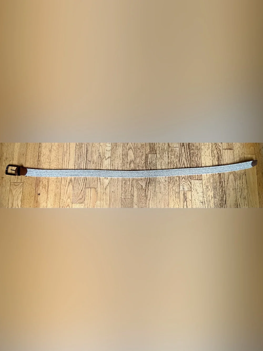 Roundtree & Yorke Men’s Woven Stretch Belt Beige Brown Leather Size 44